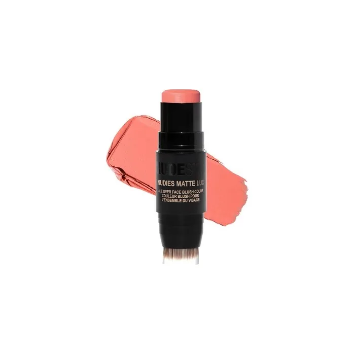 Nudestix Nudies Matte Lux Cream Blush 3-in-1 All Over Face Colour For Cheeks Eyes and Lips with Blending Blush Pretty Peachy 1 Count