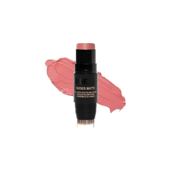 Nudestix Nudies Matte Cream Blush 3-in-1 All Over Face Colour for Cheeks Eyes and Lips with Blending Brush Naughty N' Spice 1 Count