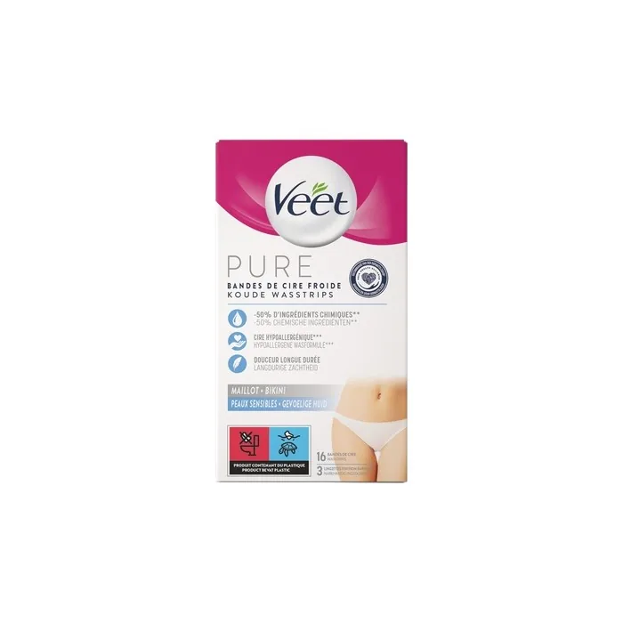 Veet Cold Wax Strips Bikini Hypoallergenic Gentle Hair Removal For Sensitive Skin