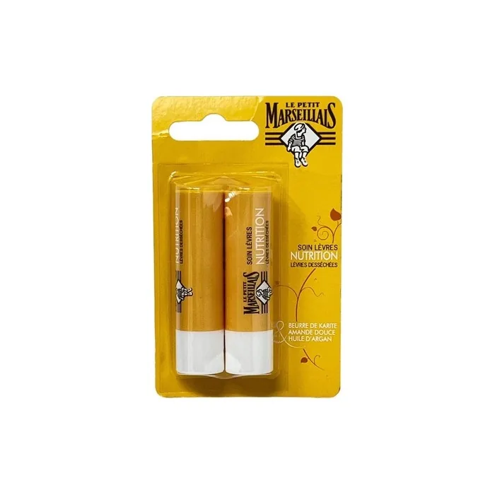 Le Petit Marseillais Lip Balm with Shea Butter, Almond, and Argan Oil 4.9g - Pack of 2