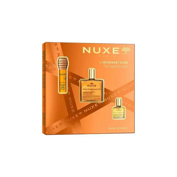 Nuxe Set The Infinite Glow Includes Reve De Miel Honey Lip Oil 10ml Huile Prodigieuse Or Multipurpose Dry Oil With Golden Particles 50ml And Huile Prodigieuse Dry Oil For Face Body