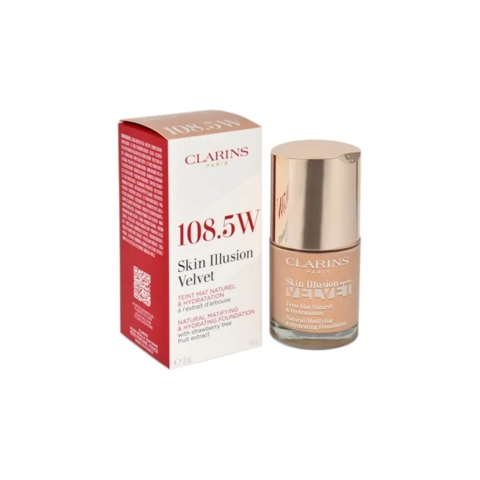 Clarins Skin Illusion Velvet Foundation 1085w Cashew 30ml Natural Matifying & Hydrating Foundation