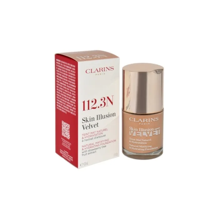 Clarins Skin Illusion Velvet Foundation 1123n Sandalwood 30ml Natural Matifying & Hydrating Foundation