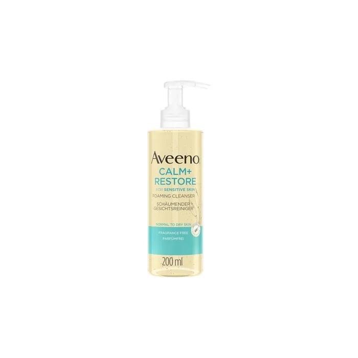 Aveeno Calm+Restore Foaming Facial Cleanser 200ml - Removes Makeup