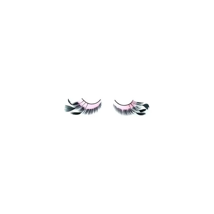 Shophair Crazy Feather False Eyelashes Pink+Black X2 With Glue