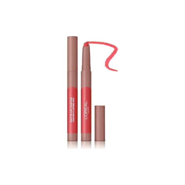 L'Oreal Paris Infallible Very Matte Lip Crayon Lipstick Smudge Proof Pink Lipstick 108 Hot Apricot