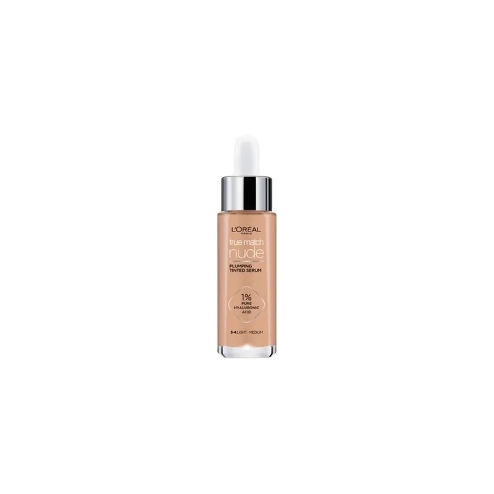 L'Oreal True Match Serum Nude Plumping Tinted Serum - 3-4 Light Medium, 30ml