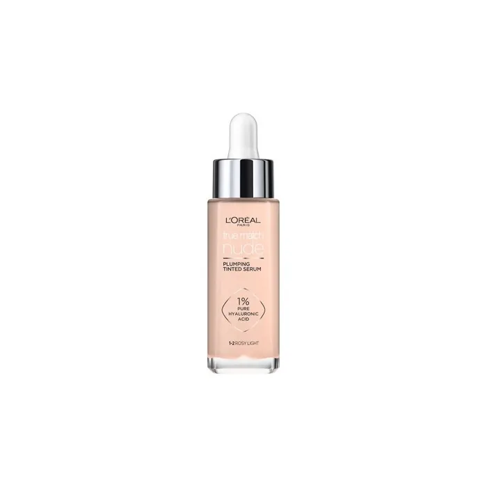 L'Oreal True Match Nude Plumping Tinted Serum Foundation 1-2 Rosy Light 30ml