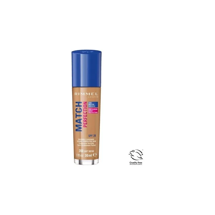 Rimmel Match Perfection Spf20 Foundation Adapted To Skin 200 Soft Beige 30ml
