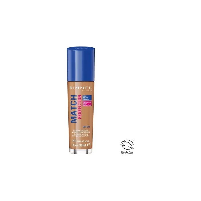 Rimmel Match Perfection Spf20 Foundation Adapted To Skin 201 Classic Beige 30ml