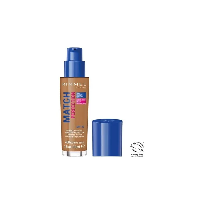Rimmel Match Perfection 24h Moisture Foundation Spf20 In 400 Natural Beige, 30ml