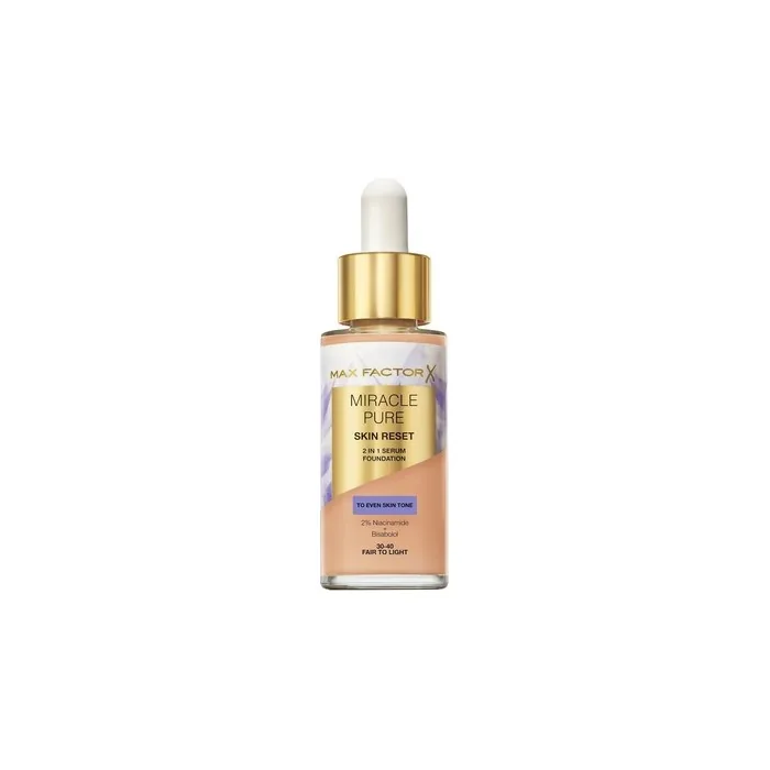 Max Factor Miracle Pure Foundation With Serum For Face 30-40 Fair To Light 30ml