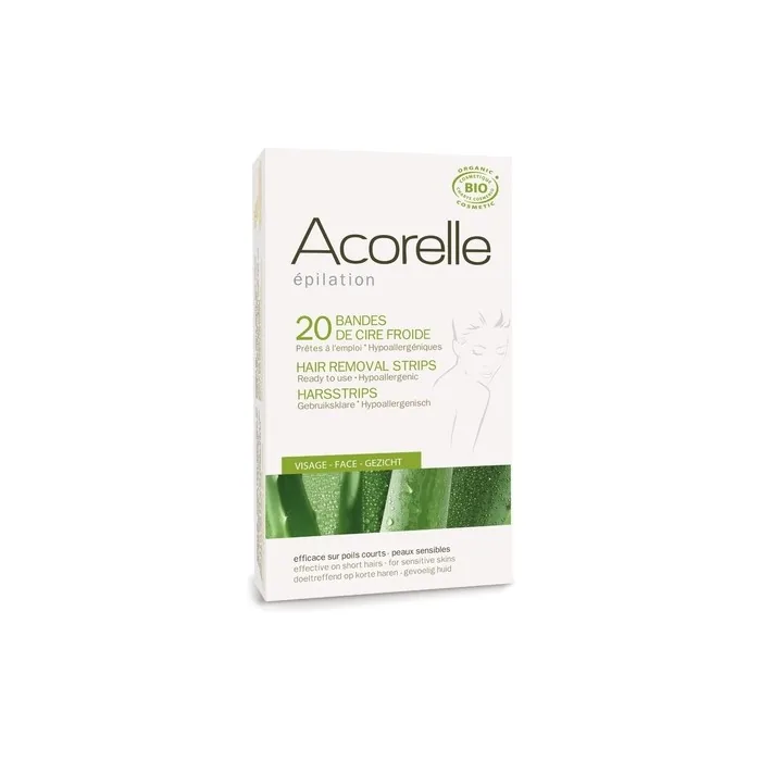 Acorelle Facial Hair Ready to Use Strips with Aloe Vera & Beeswax