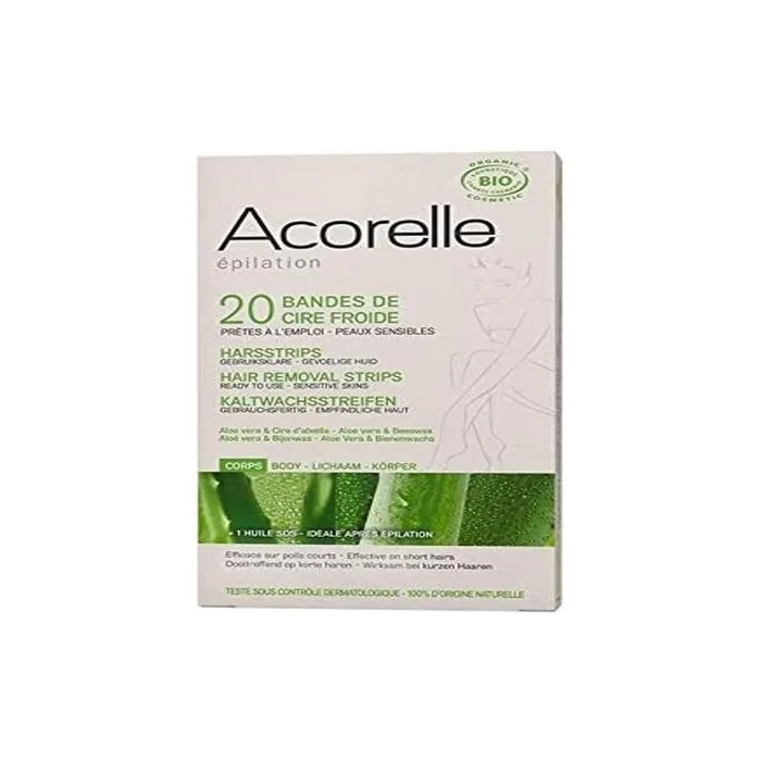 Acorelle Body Hair Ready To Use Strips Aloe Vera & Beeswax 20 Strips