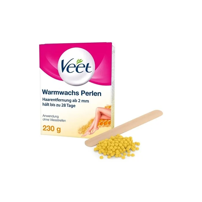 Veet Wax Beads with Beeswax for Electric Wax Warmers or Water Baths 230g with Wooden Spatula