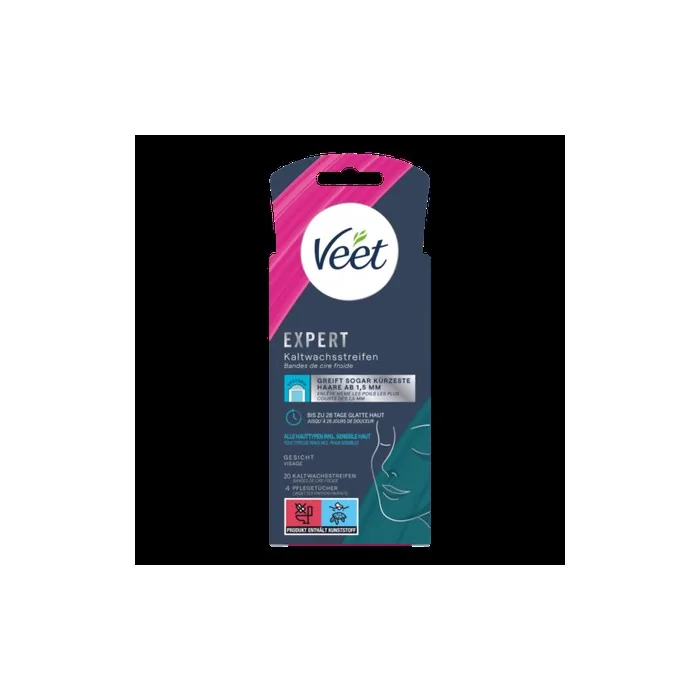 Veet EXPERT Cold Wax Strips for Face All Skin Types 20 Pieces