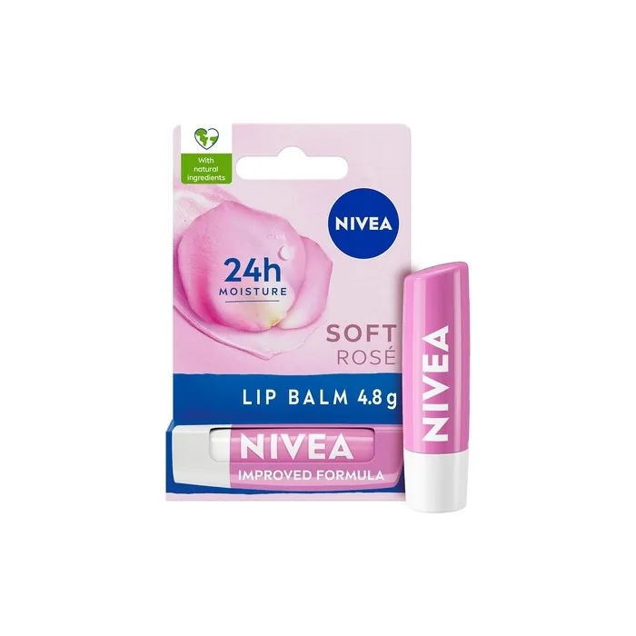 NIVEA Soft Rose Lip Balm 4.8g with Shea Butter, Natural Oils and Vitamins
