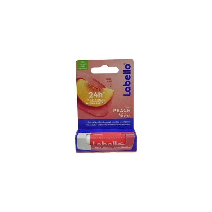 Labello Peach Shine Moisturizing Colored Lip Balm with Sweet Peach Flavor