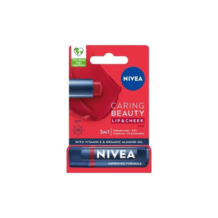 Nivea Caring Beauty 3 In 1 Caring Lip Balm Red 48g