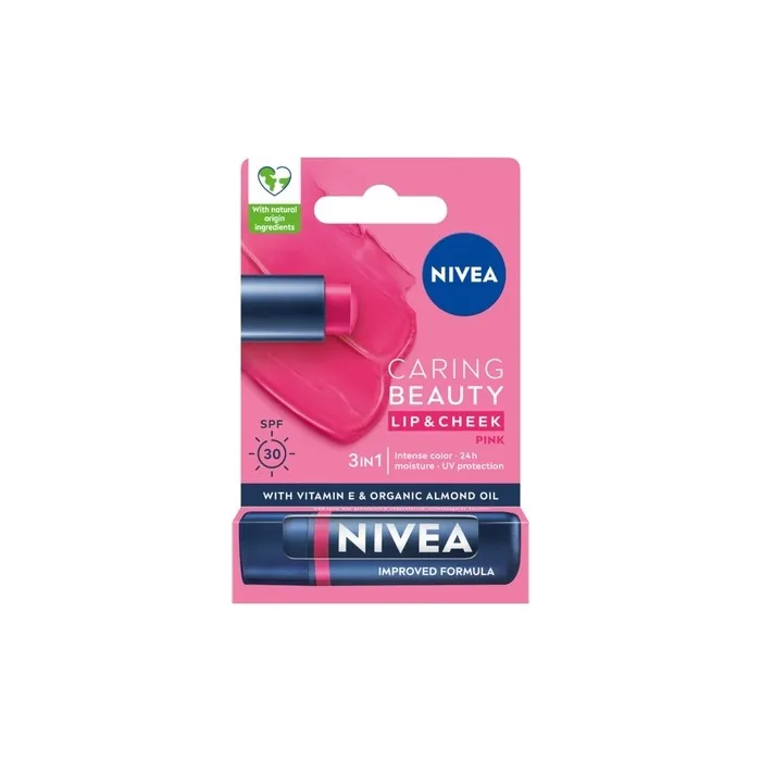 Nivea Caring Beauty 3 In 1 Caring Lip Balm Pink 48g