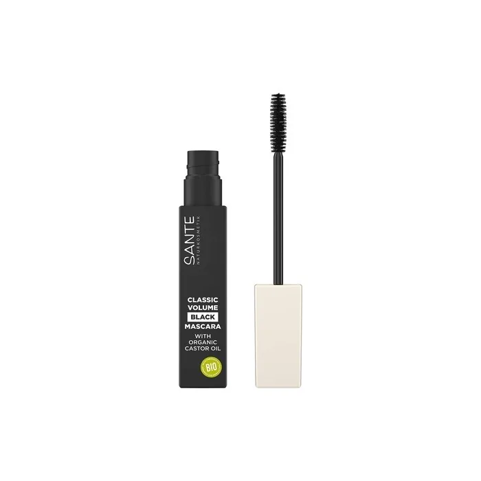 SANTE Naturkosmetik Classic Volume Mascara 01 Black Mascara for Full Volume Swing and Definition with Natural Waxes and Organic Castor Oil Vegan 8ml