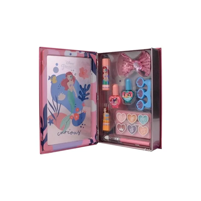 Lip Smacker Disney Princess Beauty Book Tin with Lipsticks, Lip Glosses, Shimmer Creams and Nail Polishes for Kids' Princess Look - Hair and Make-up Accessories Included