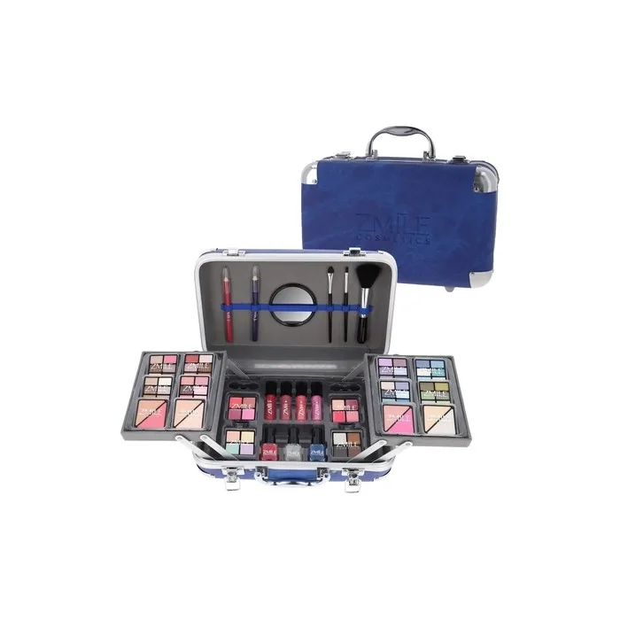 ZMILE COSMETICS Traveller Blue Cosmetic Case Vegan Cosmetics with Make-Up Set for On the Go Traveling and as a Gift