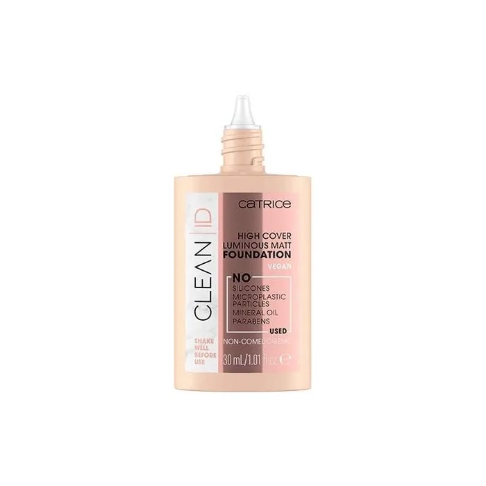 Catrice Clean ID High Cover Luminous Matt Foundation No. 010 Neutral Sand 30ml - Vegan and Perfume Free