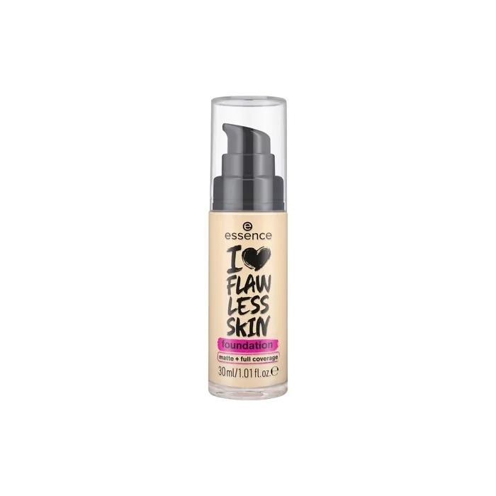 essence I LOVE FLAWLESS SKIN Foundation No. 20 Long-lasting Mattifying Instant Result Matt Vegan Oil-free UVA and UVB Filter + SPF 20 Fragrance-free 30ml