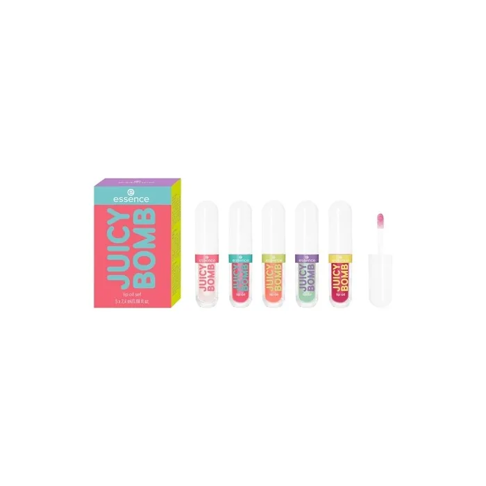 Essence Juicy Bomb Lip Oil Set 01 Lip Care Multicolor Acetone-Free Vegan Gluten-Free - Pack of 5