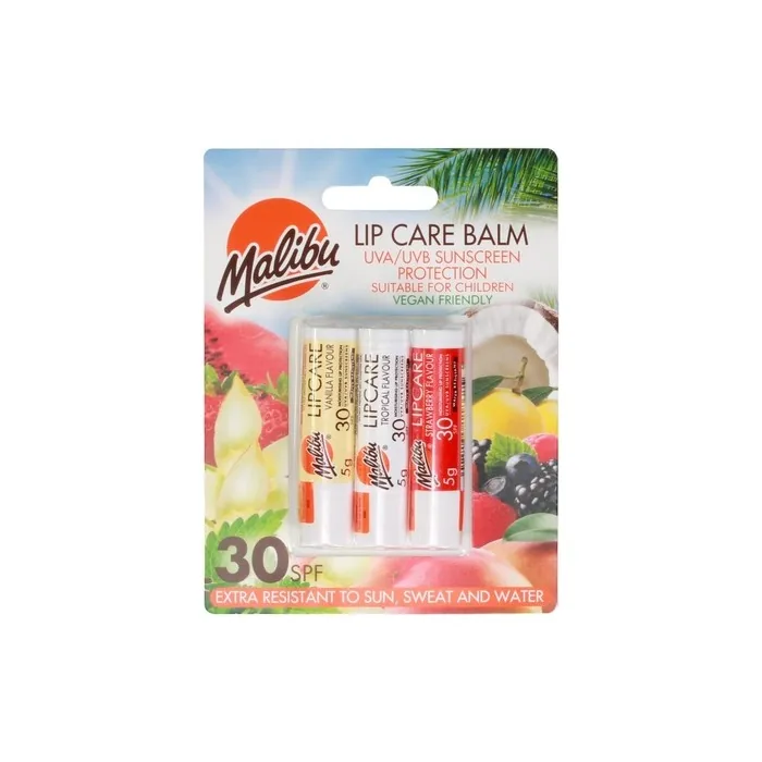 Malibu Sun SPF 30 Lip Balm Sunscreen Vanilla Tropical Strawberry 5g