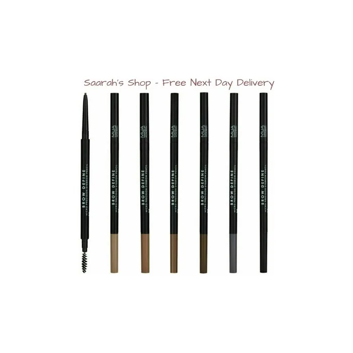 MUA Makeup Brow Define Micro Precision Eyebrow Pencil & Spooly - 6 Shades Vegan