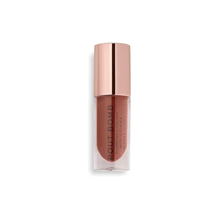 Revolution Beauty London Pout Bomb Plumping Gloss High Shine Rich Pigment Soft Tingle Effect Cookie Deep Nude 4.6ml