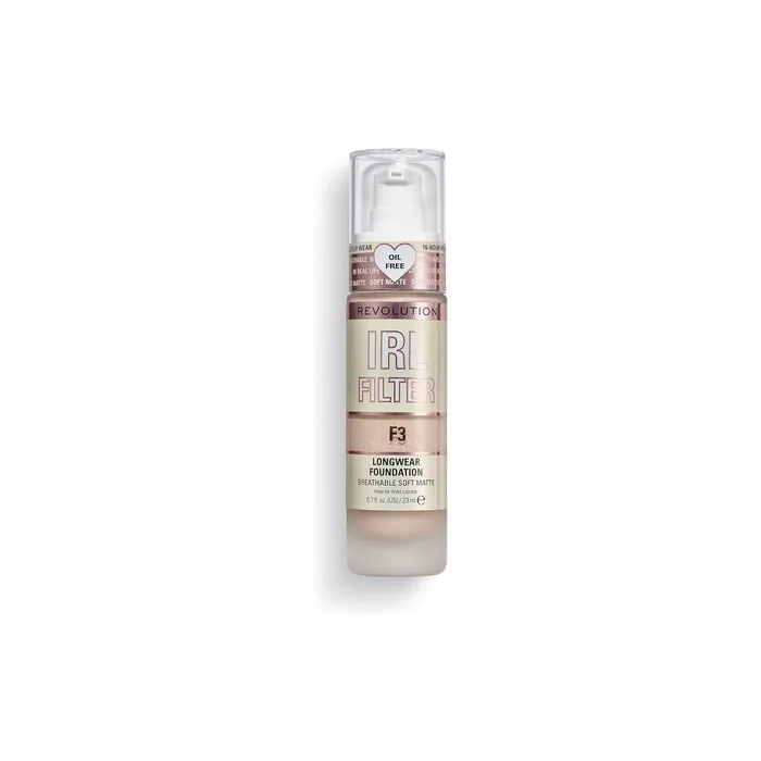 Makeup Revolution IRL Filter Longwear Foundation Medium to Full Coverage Matte Finish 16 Hour Wear F3 23ml