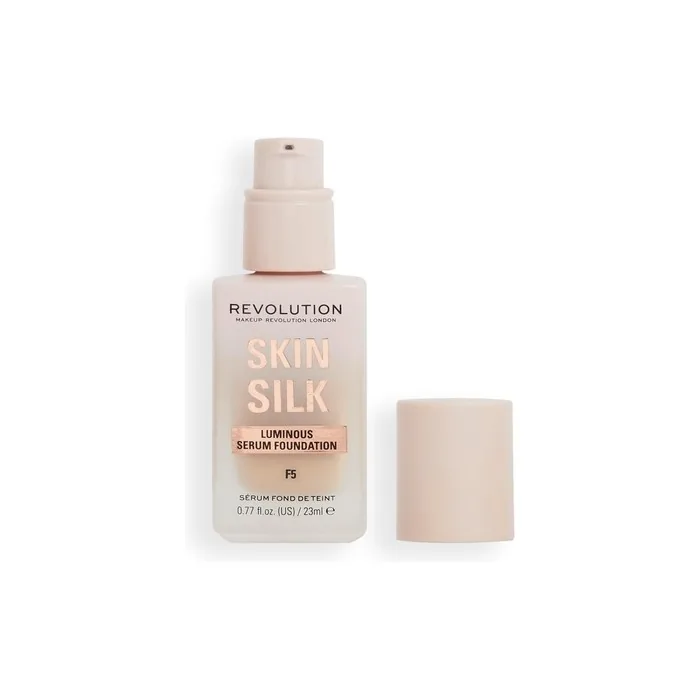 Makeup Revolution Skin Silk Serum Foundation Light to Medium Coverage with Hyaluronic Acid 23ml F5