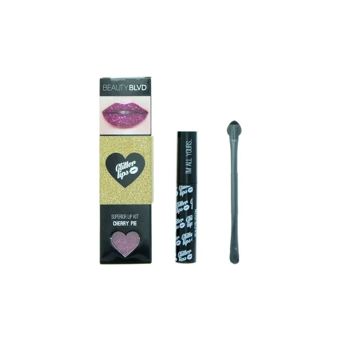 Beauty Blvd Glitter Lips Cherry Pie Set Gloss Bond 35ml Glitter 3g Lip Brush