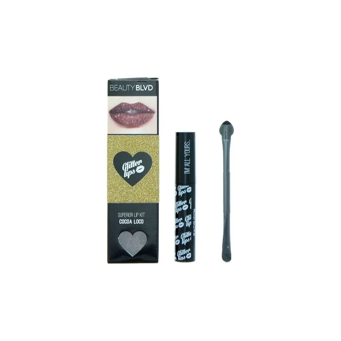 Beauty Blvd Glitter Lips Cocoa Loco Set Gloss Bond 35ml With Glitter 3g And Lip Brush