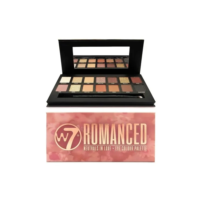 W7 Romanced Eyeshadow Palette 12 Natural Pink Nude Colors Flawless Long-Lasting Makeup