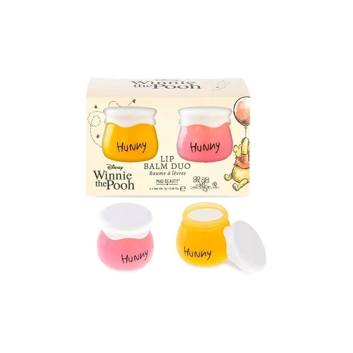 MAD BEAUTY Disney Winnie the Pooh Hunny Honeypot Vanilla and Honey Lip Balm Duo - Scented and Fragranced - Great Gift