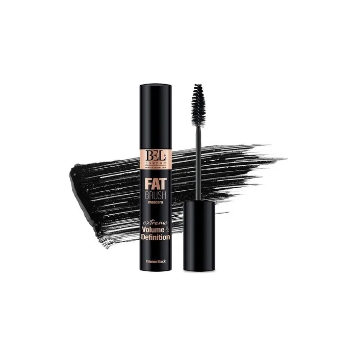 Bel London Fat Brush Volumizing and Lengthening Mascara - Black for Defined, Thick, and Curled Lashes - Premium Makeup with Easy-to-Use Brush
