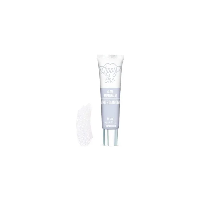 Lippy Inc. Glow White Diamond Superbalm Glossy Lip Balm with Avocado Oil, Argan Oil, and Macadamia Oil