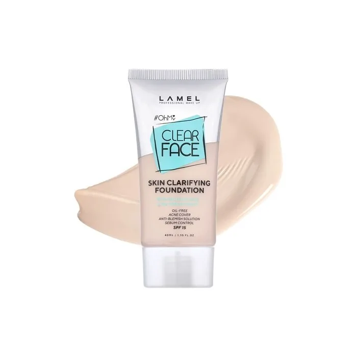 Lamel OhMy Clear Face Foundation Moisturized and Uniform Skin Light Coverage Soft Beige N.401