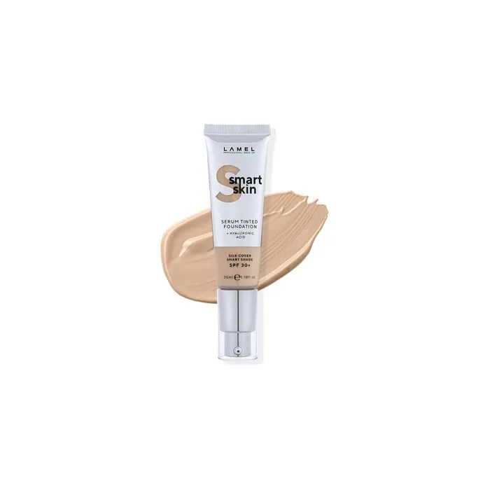 LAMEL Smartskin Serum Tinted Foundation Hydrating Nourishing Color Correcting Anti-Aging Formula with Hyaluronic Acid 1.18 fl.oz Ivory