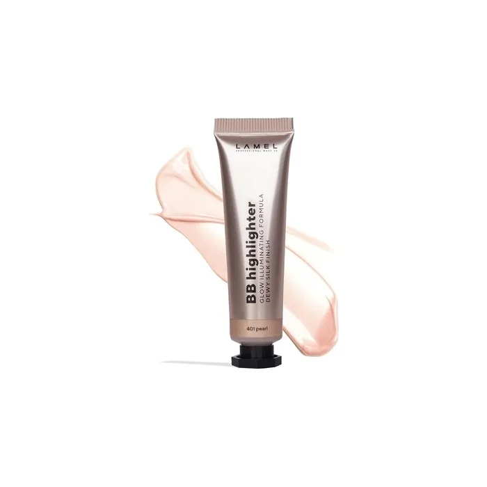 Lamel Dewy Cream BB Highlighter Lightweight Buildable Glossy Radiant Natural-looking Non-Greasy Moisturizing Long-Lasting Formula Flawless Skin-Brightening 401 Pearl 0.3 Fl Oz
