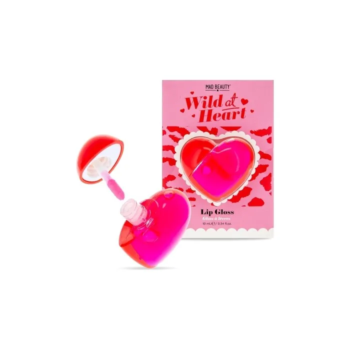 Mad Beauty Wild At Heart Lip Gloss Shimmering Heartshaped Packaging Wild Cherry Scent Crueltyfree Gift For Beauty Lovers