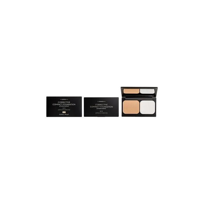 Korres Corrective Compact Foundation Activated Charcoal SPF 20 Lasting Mat 9.5g