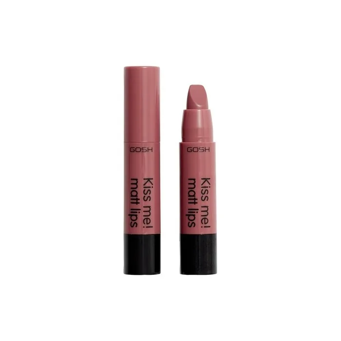 GOSH Kiss Me Matt Lips Nude Lipstick Long Lasting High Pigment Light Creamy Texture Soft Matte Kissproof Moisturising Vegan Perfume-free 003 Hot Kiss