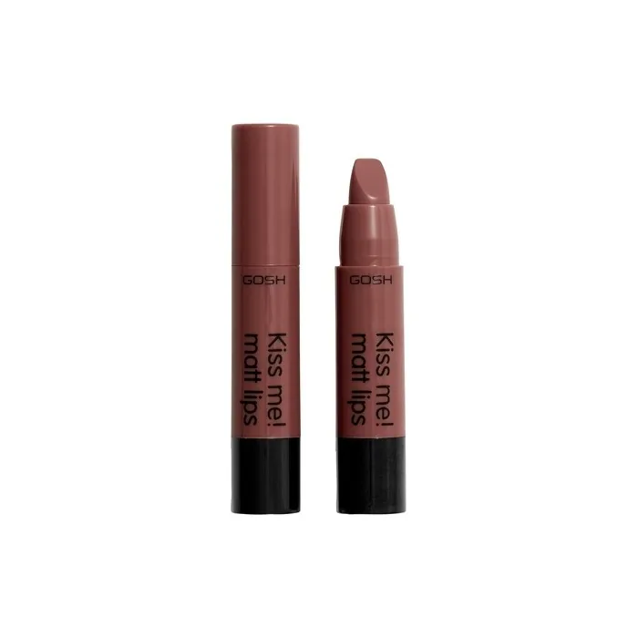 GOSH Kiss Me Matt Lips Nude Lipstick Long Lasting High Pigment Light Creamy Texture Soft Matte Kissproof Moisturising Vegan Perfume-free 006 Sweet Kiss
