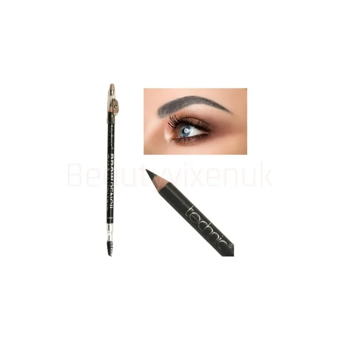Technic Black Eyebrow Pencil with Brush & Sharpener