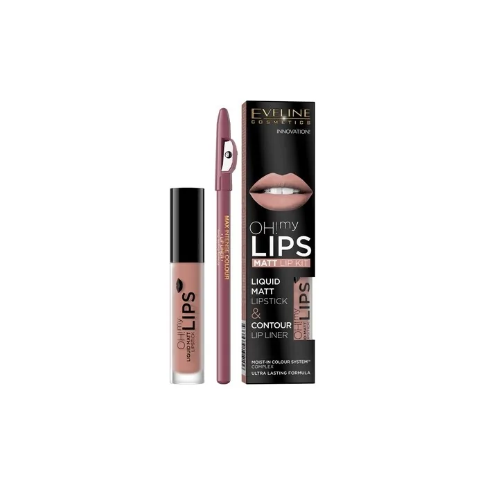 Eveline Oh My Lips Liquid Matte Lipstick & Contour Lip Liner 4.5ml In 08 Lovely Rose